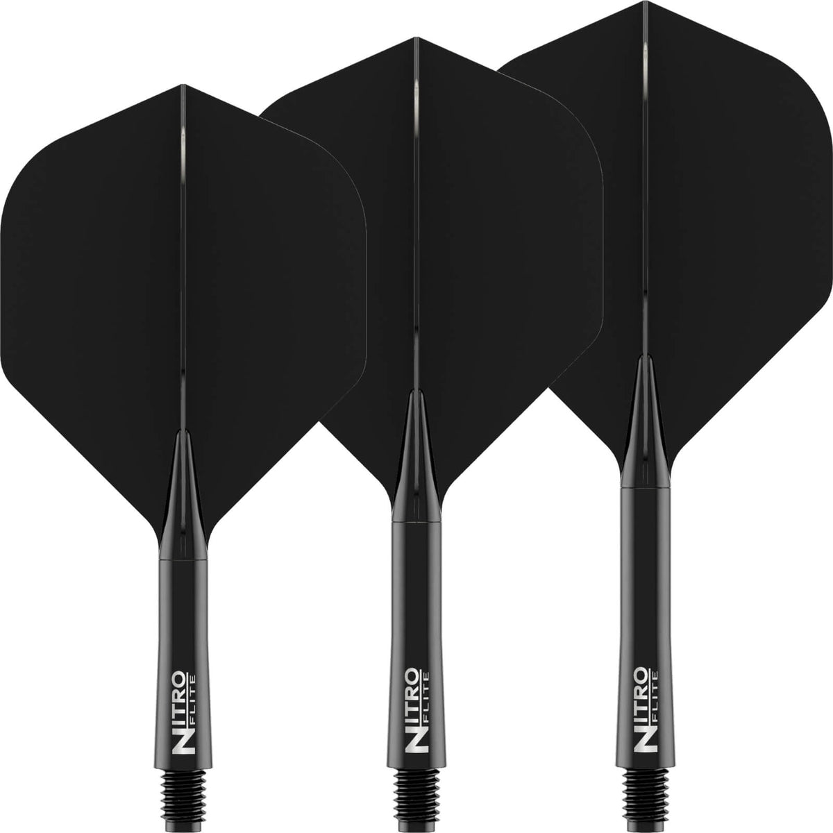 Dart Flights - Red Dragon - Nitro Flite Black - Big Wing Dart Flights - Integrated Flight &amp; Shaft System Short (22mm) / Black