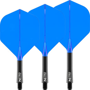 Red Dragon - Nitro Flite Black - Big Wing Dart Flights - Integrated Flight & Shaft System - Short (22mm) / Blue