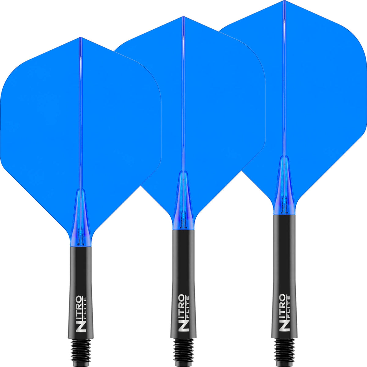 Dart Flights - Red Dragon - Nitro Flite Black - Big Wing Dart Flights - Integrated Flight &amp; Shaft System Short (22mm) / Blue