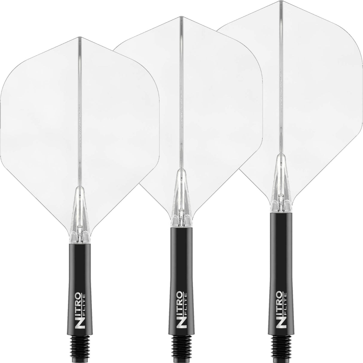 Red Dragon - Nitro Flite Black - Big Wing Dart Flights - Integrated Flight & Shaft System - Short (22mm) / Clear