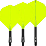 Red Dragon - Nitro Flite Black - Big Wing Dart Flights - Integrated Flight & Shaft System - Short (22mm) / Yellow