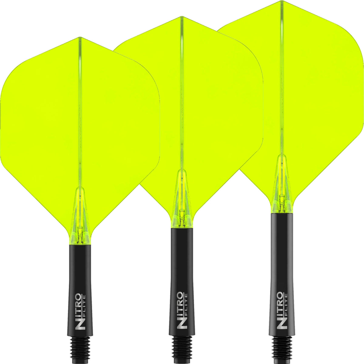 Dart Flights - Red Dragon - Nitro Flite Black - Big Wing Dart Flights - Integrated Flight &amp; Shaft System Short (22mm) / Yellow