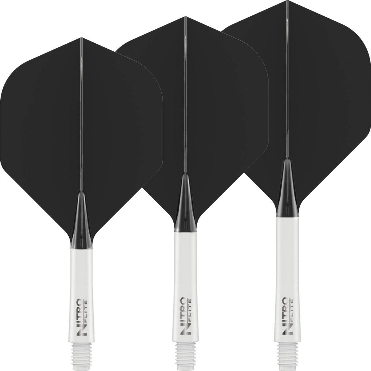 Dart Flights - Red Dragon - Nitro Flite White - Big Wing Dart Flights - Integrated Flight &amp; Shaft System Short (22mm) / Black