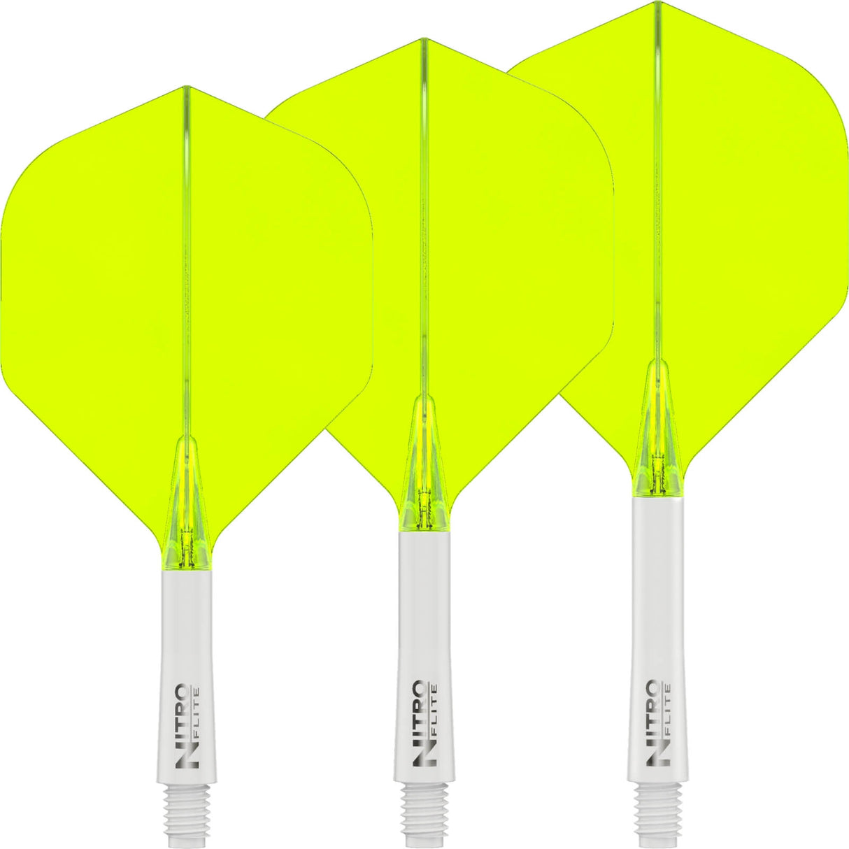 Red Dragon - Nitro Flite White - Big Wing Dart Flights - Integrated Flight & Shaft System - Short (22mm) / Yellow