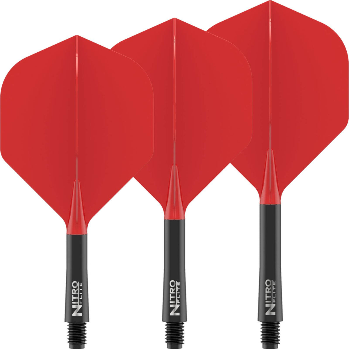 Dart Flights - Red Dragon - Nitro Flite Black - Big Wing Dart Flights - Integrated Flight &amp; Shaft System Short (22mm) / Red