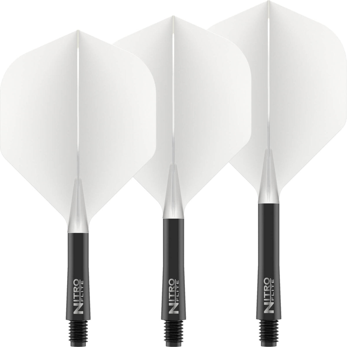 Dart Flights - Red Dragon - Nitro Flite Black - Big Wing Dart Flights - Integrated Flight &amp; Shaft System Short (22mm) / White