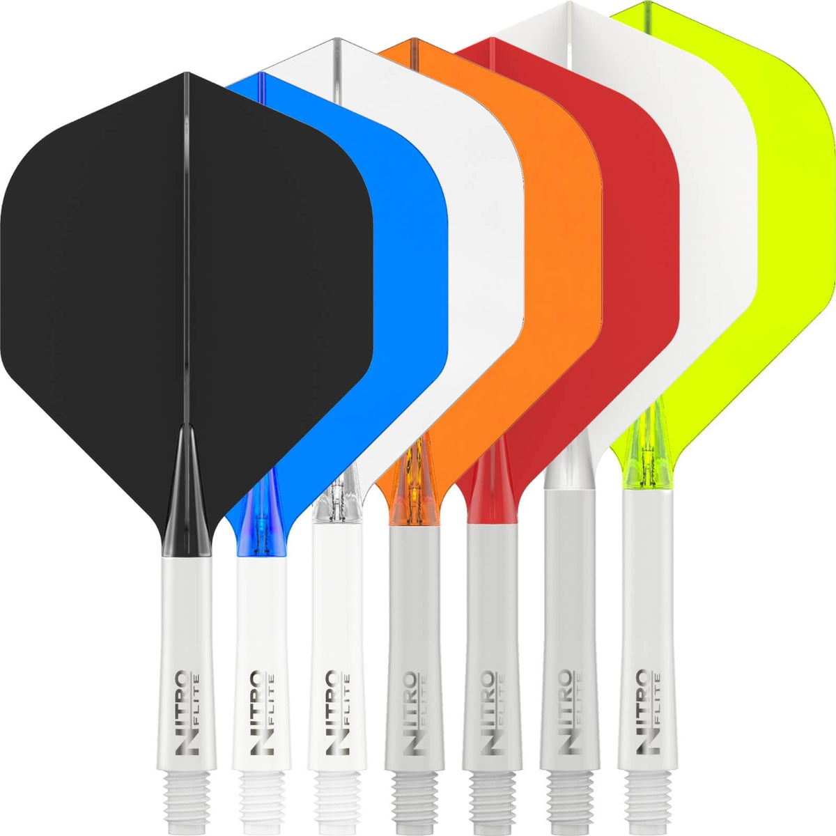 Dart Flights - Red Dragon - Nitro Flite White - Big Wing Dart Flights - Integrated Flight &amp; Shaft System