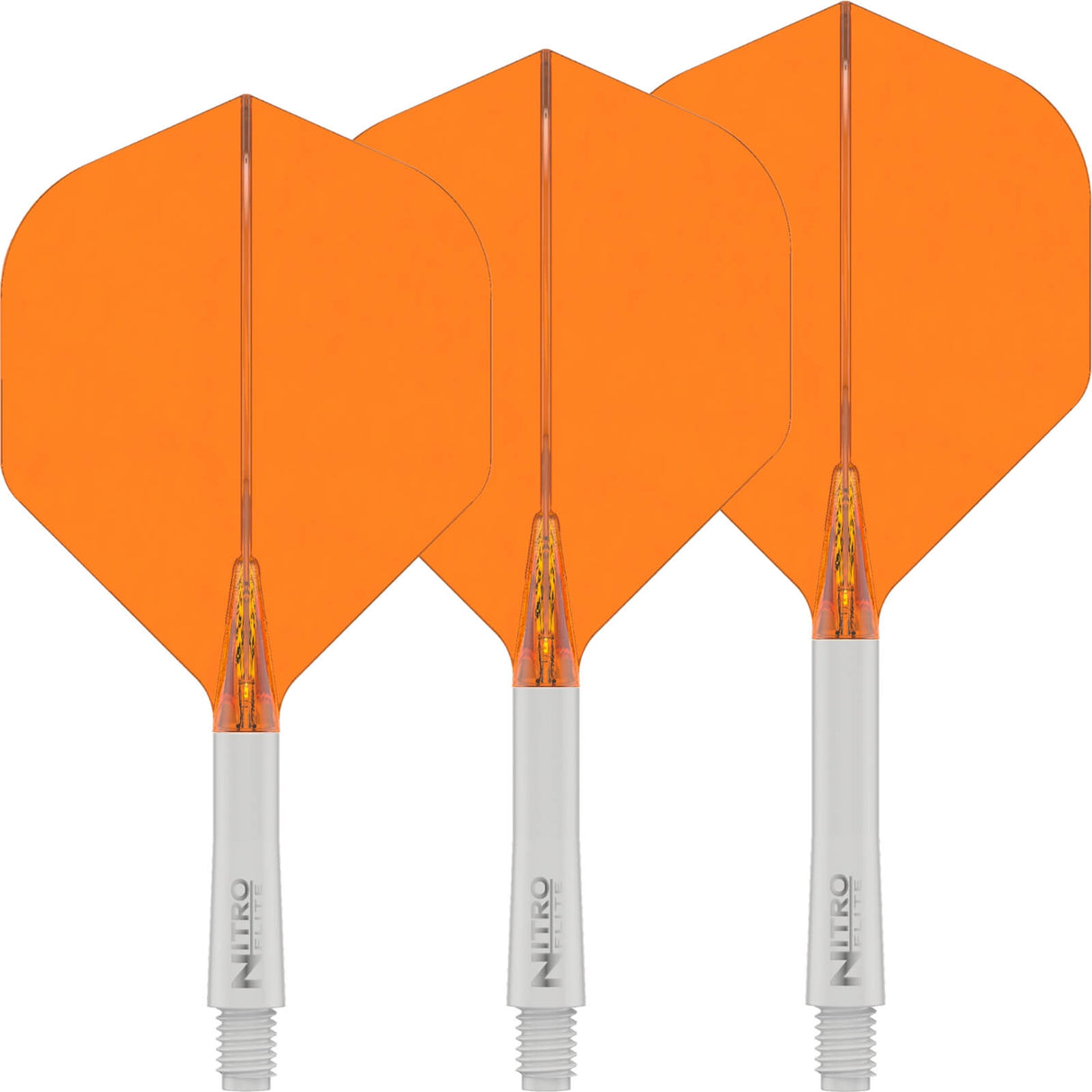 Red Dragon - Nitro Flite White - Big Wing Dart Flights - Integrated Flight & Shaft System - Short (22mm) / Orange