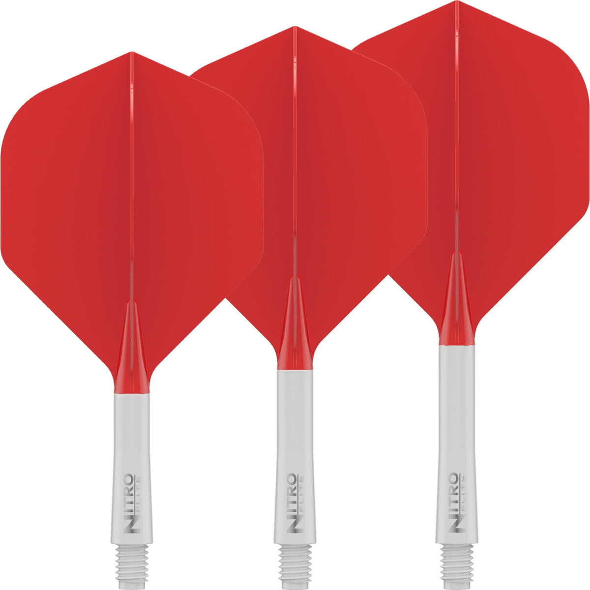 Dart Flights - Red Dragon - Nitro Flite White - Big Wing Dart Flights - Integrated Flight &amp; Shaft System Short (22mm) / Red