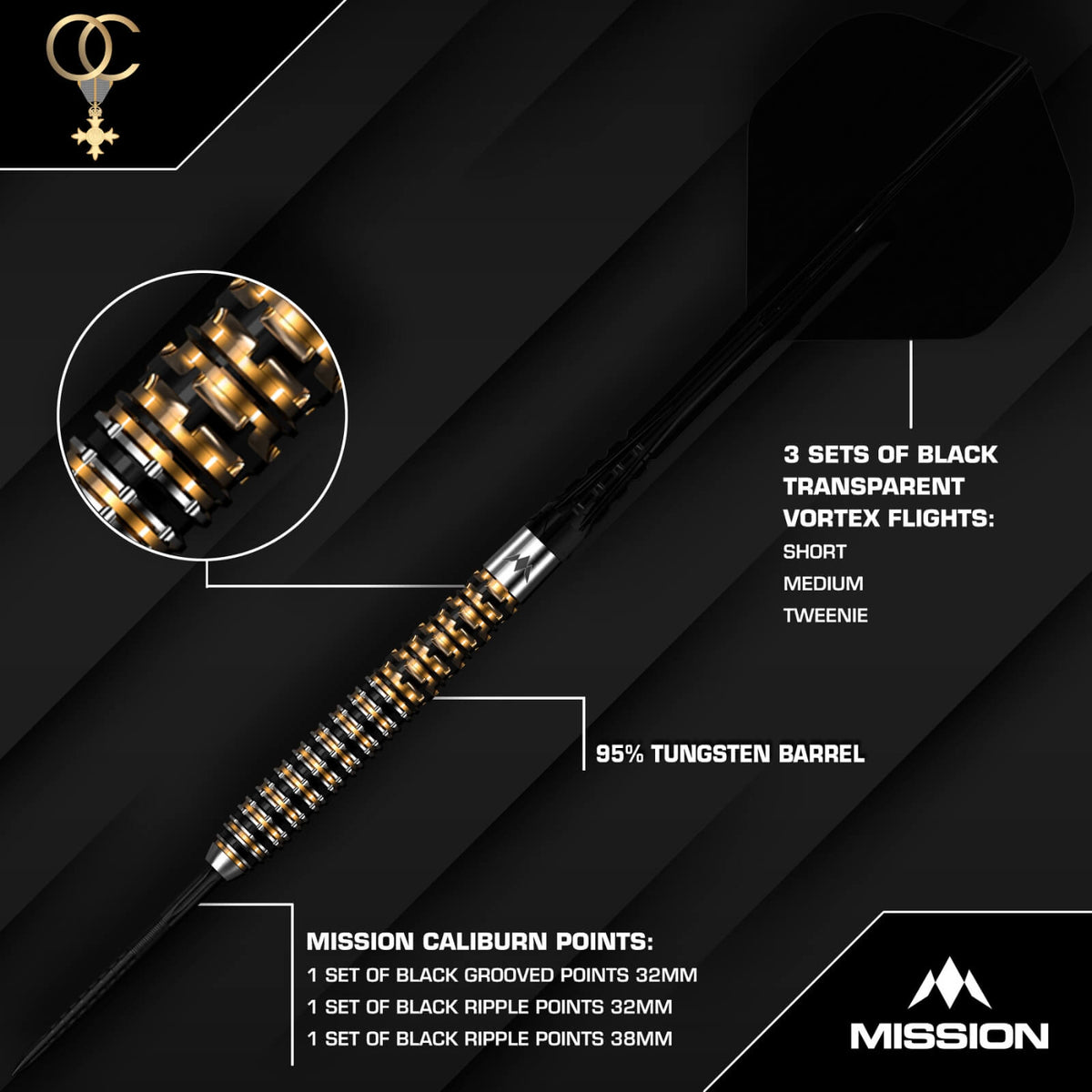 Mission - Olly Croft OBE Darts - Limited Edition - Steel Tip - 95% Tungsten - 24g