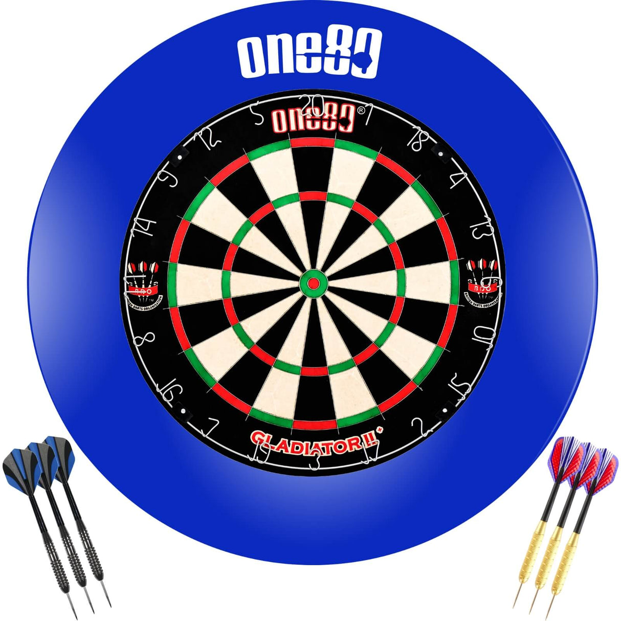 One80 - Gladiator 2+ Dartboard & Surround Ready to Play Bundle - Blue