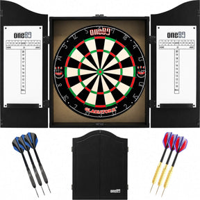 One80 - Gladiator 2+ Dartboard & Cabinet Ready to Play Bundle - Black