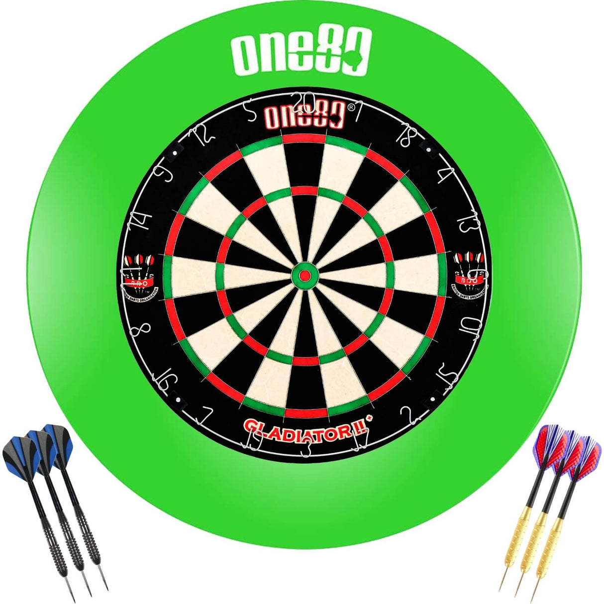One80 - Gladiator 2+ Dartboard & Surround Ready to Play Bundle - Green