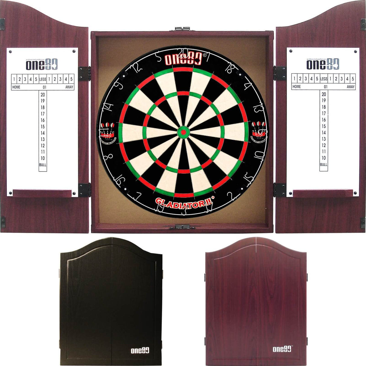 One80 - Gladiator 2+ Dartboard & Cabinet Bundle -
