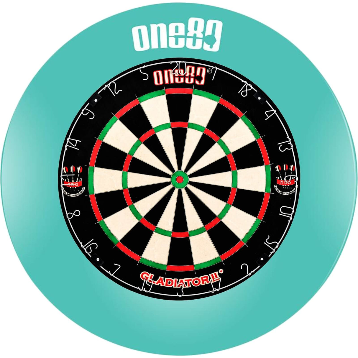One80 - Gladiator 2+ Dartboard & Surround Bundle - Teal