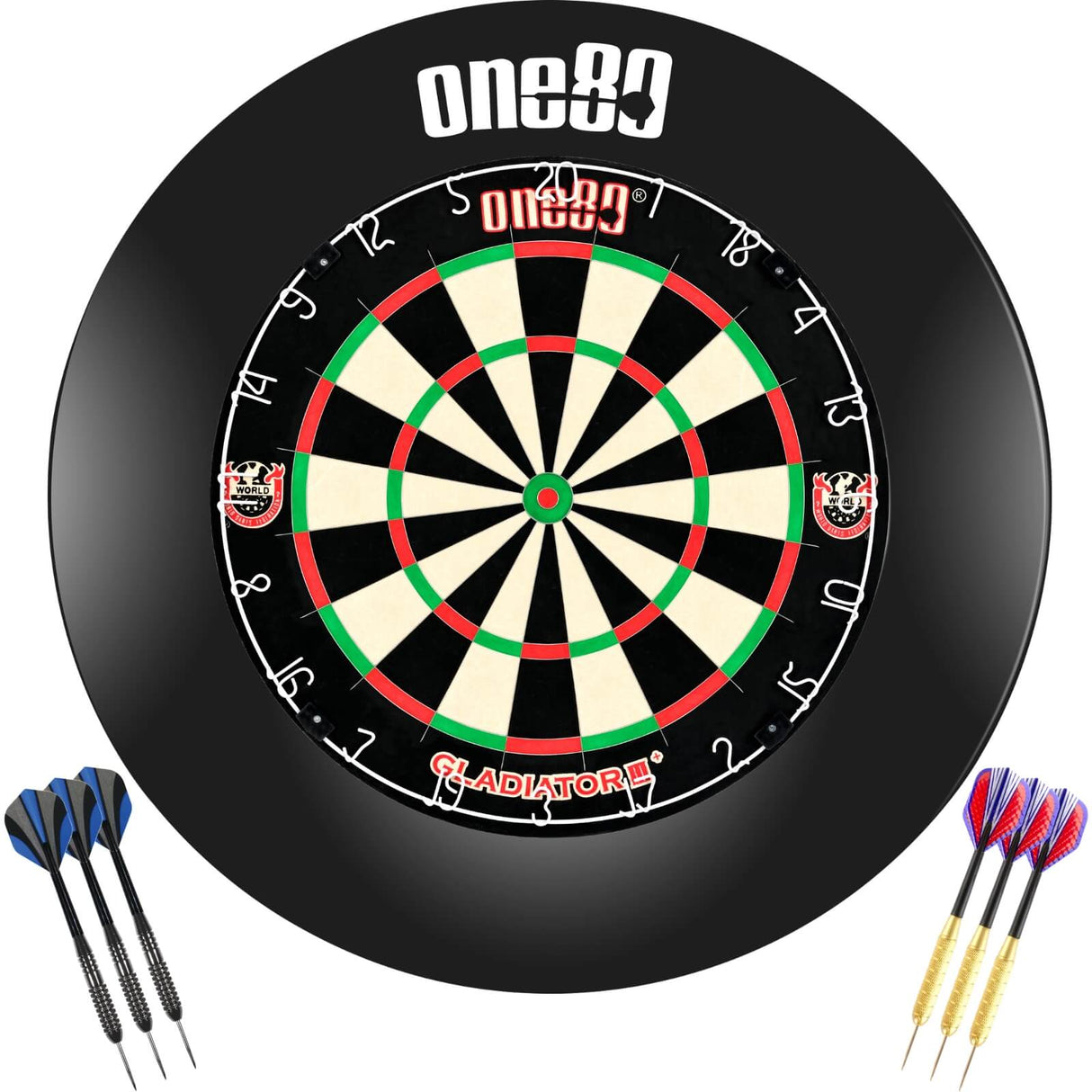 One80 - Gladiator 3+ Dartboard & Surround Ready to Play Bundle - Black