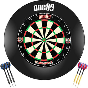 One80 - Gladiator 3+ Dartboard & Surround Ready to Play Bundle - Black