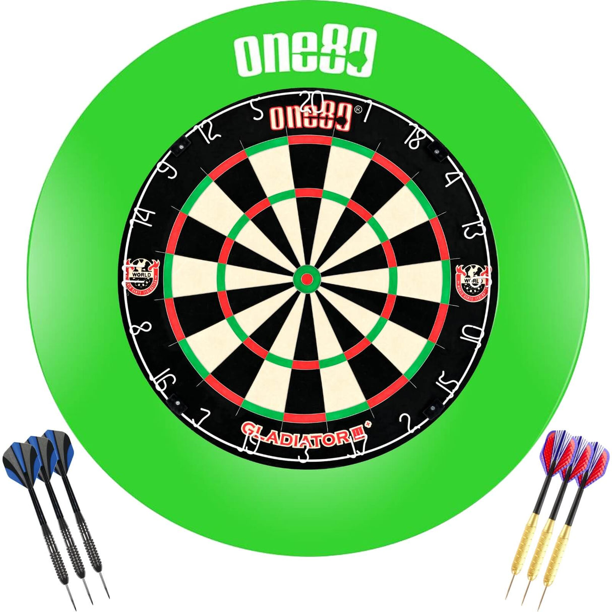 One80 - Gladiator 3+ Dartboard & Surround Ready to Play Bundle - Green