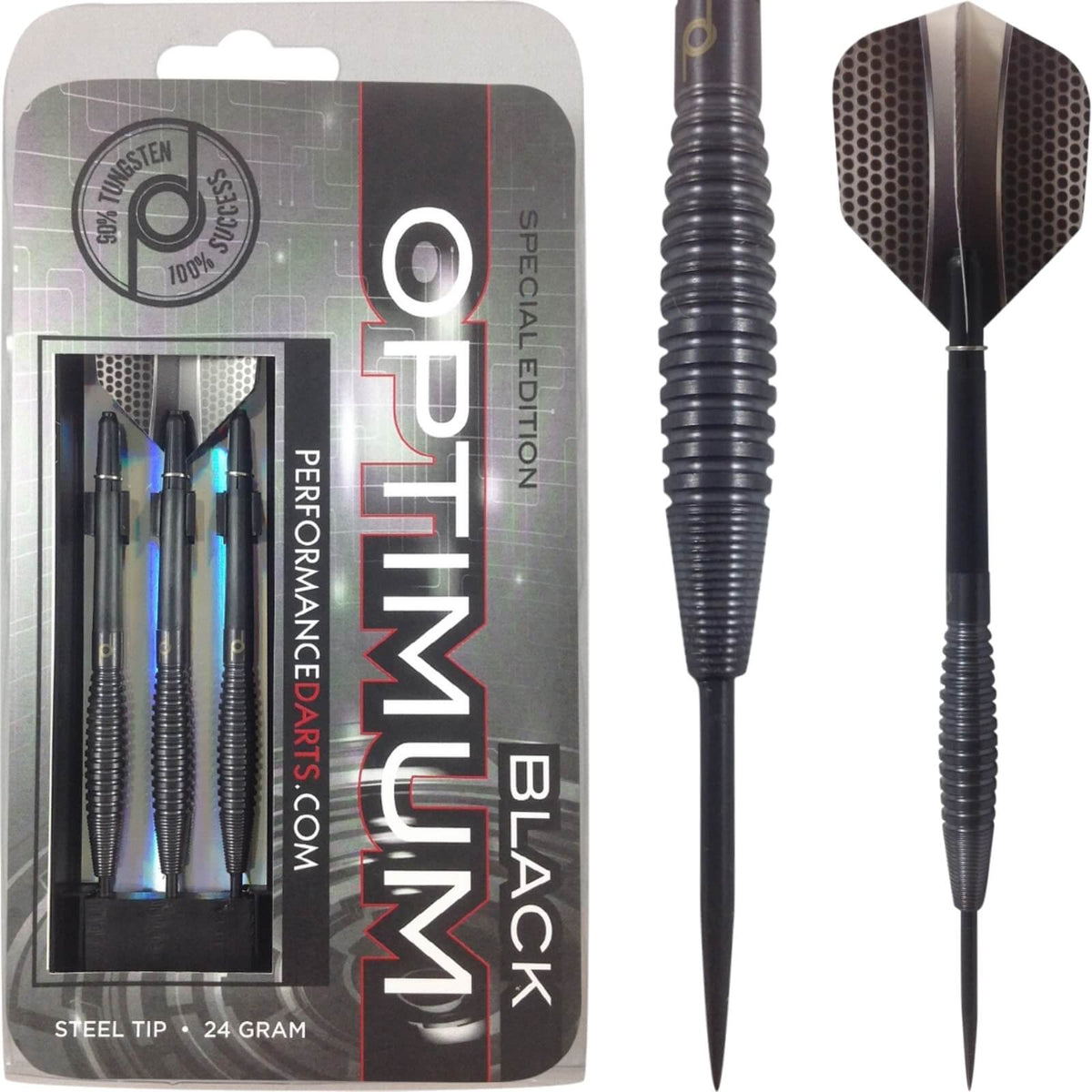 Darts - Performance Darts - Optimum Black - Steel Tip - 90% Tungsten - 22g 24g 26g 