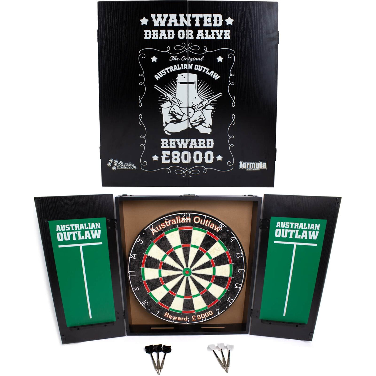 Dartboards - Formula Sports - Australian Outlaw Dartboard &amp; Cabinet Set 