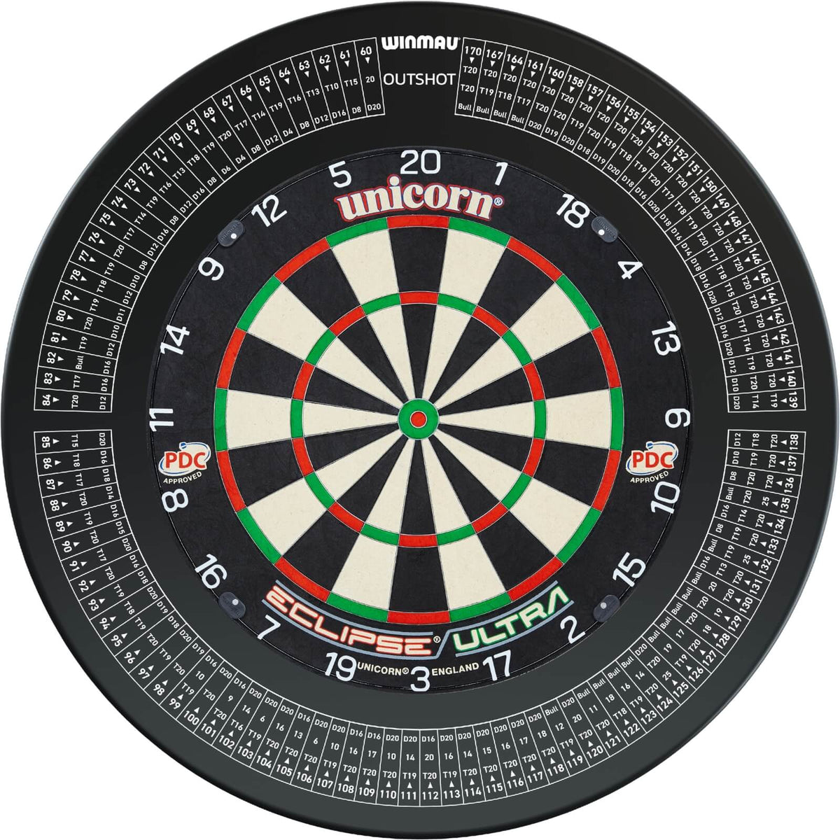 Surrounds &amp; Dartboards - Winmau - Outshot Dartboard Surround &amp; Dartboard Bundle - Choose Your Board Unicorn - Eclipse Ultra