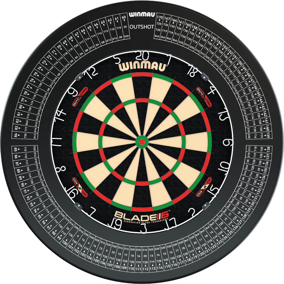 Surrounds &amp; Dartboards - Winmau - Outshot Dartboard Surround &amp; Dartboard Bundle - Choose Your Board Winmau - Blade 6 Dual Core