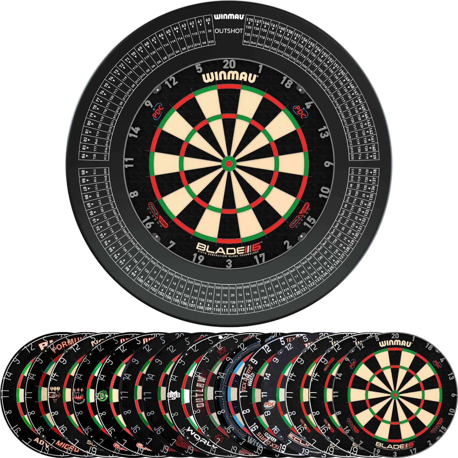 Surrounds & Dartboards - Winmau - Outshot Dartboard Surround & Dartboard Bundle - Choose Your Board 