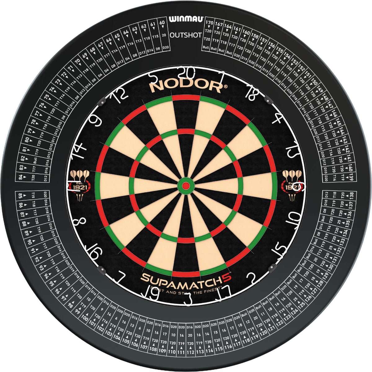Surrounds &amp; Dartboards - Winmau - Outshot Dartboard Surround &amp; Dartboard Bundle - Choose Your Board Nodor - Supamatch 5
