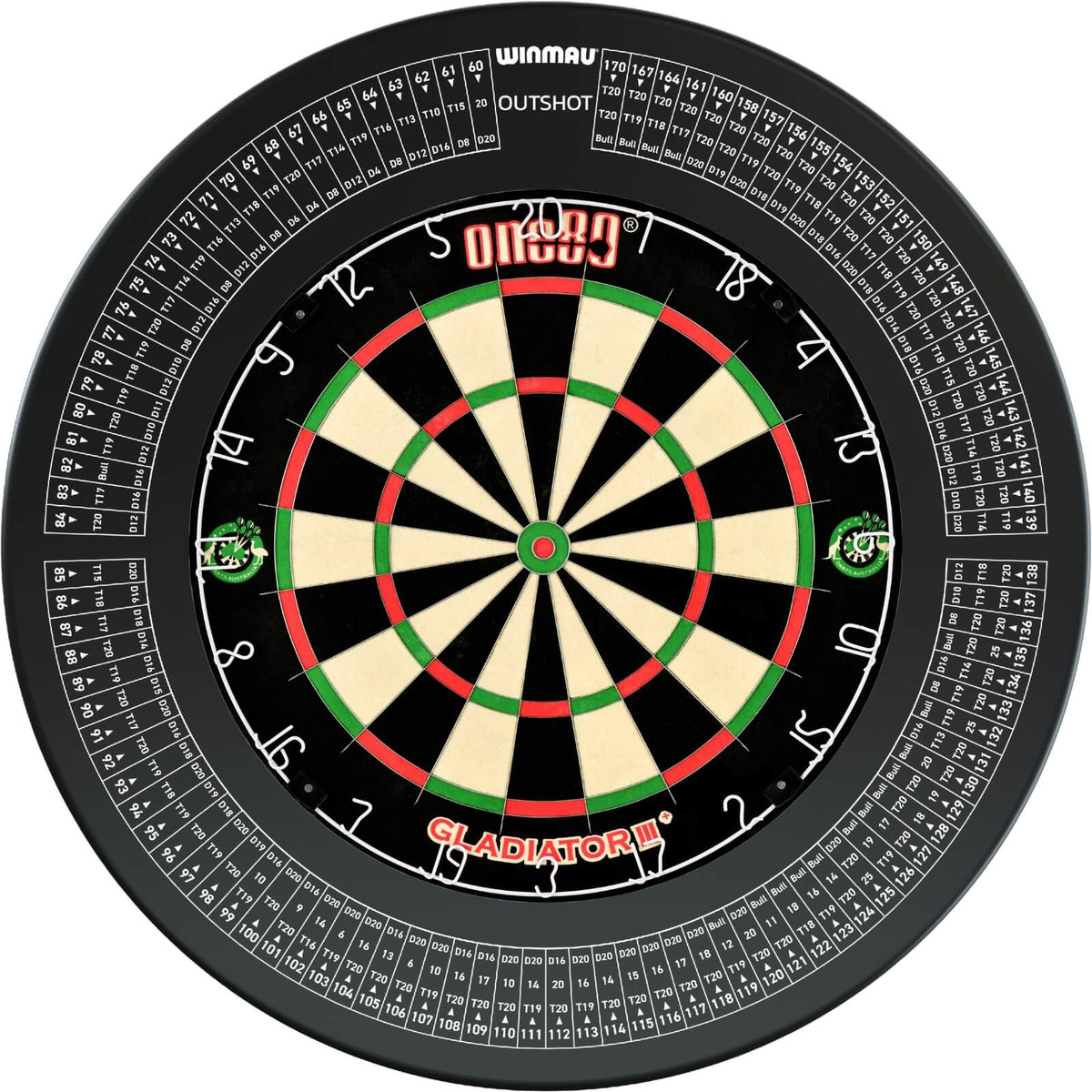 Surrounds &amp; Dartboards - Winmau - Outshot Dartboard Surround &amp; Dartboard Bundle - Choose Your Board One80 - Gladiator 3+