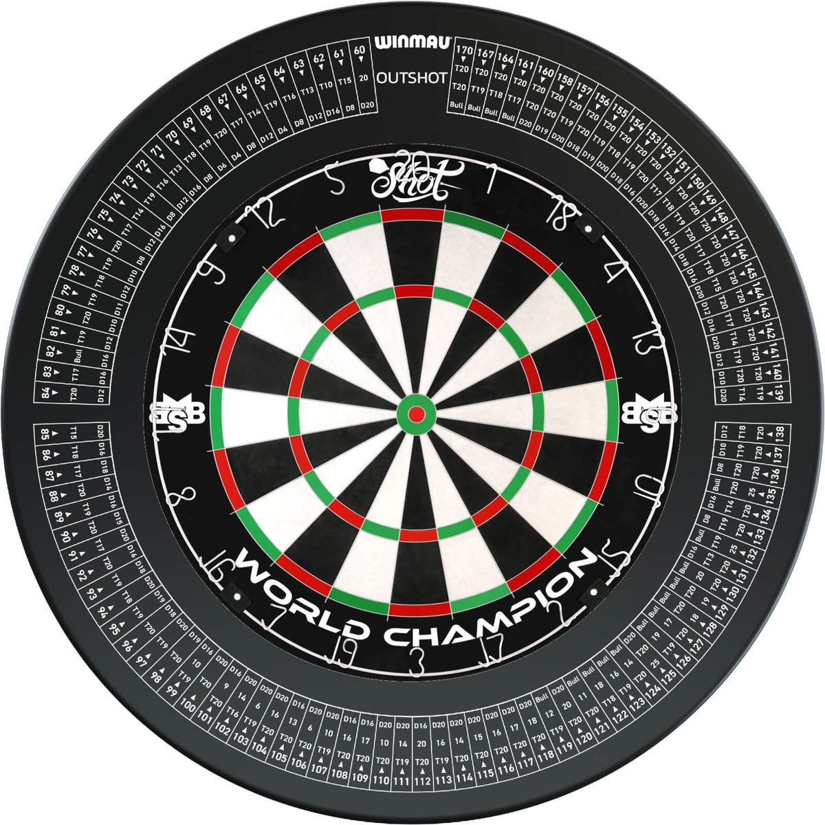 Surrounds &amp; Dartboards - Winmau - Outshot Dartboard Surround &amp; Dartboard Bundle - Choose Your Board Shot - Michael Smith