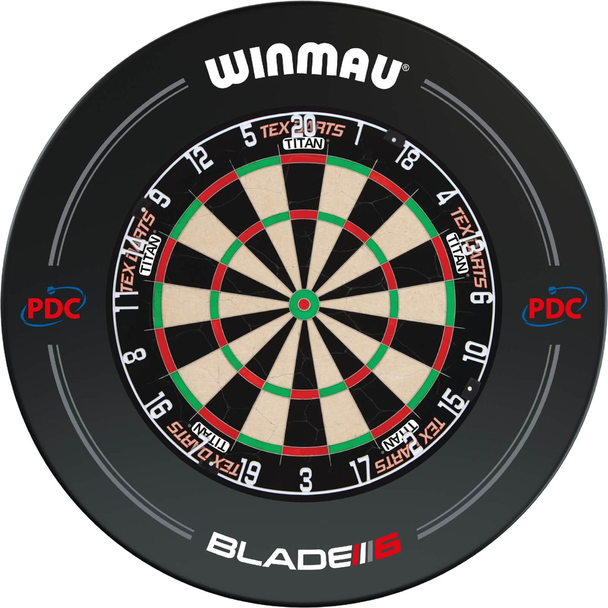 Surrounds &amp; Dartboards - Winmau - Black PDC Blade 6 Dartboard Surround &amp; Dartboard Bundle - Choose Your Board Tex Darts - Titan