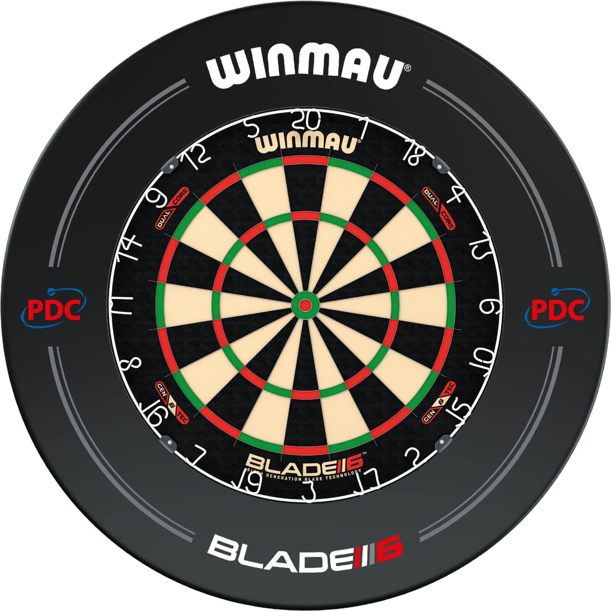 Surrounds &amp; Dartboards - Winmau - Black PDC Blade 6 Dartboard Surround &amp; Dartboard Bundle - Choose Your Board Winmau - Blade 6 Dual Core