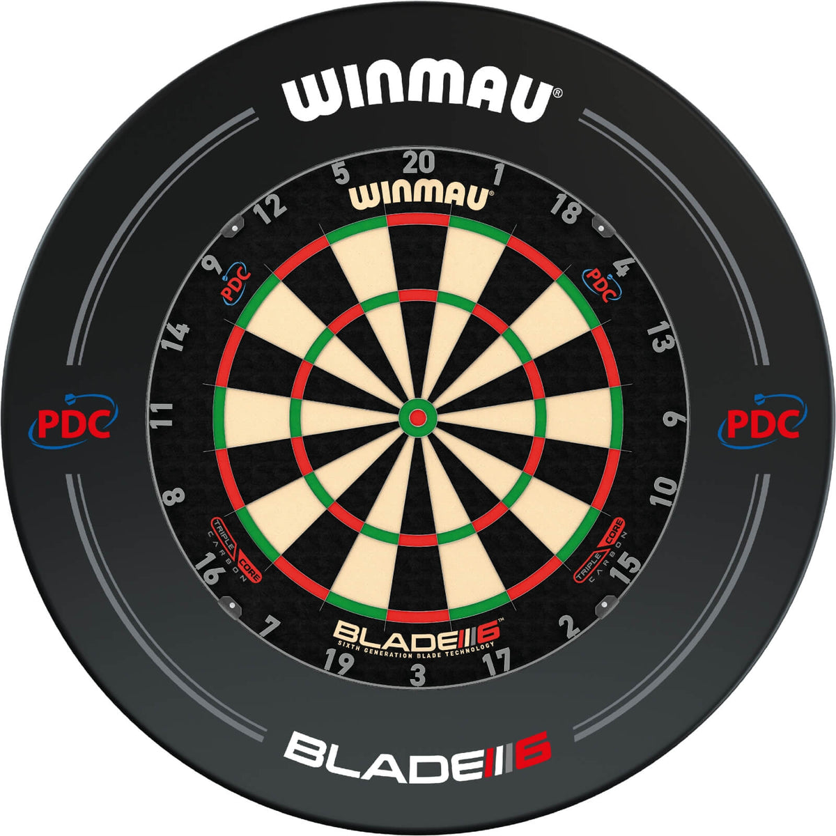 Surrounds &amp; Dartboards - Winmau - Black PDC Blade 6 Dartboard Surround &amp; Dartboard Bundle - Choose Your Board Winmau - Blade 6 Triple Core