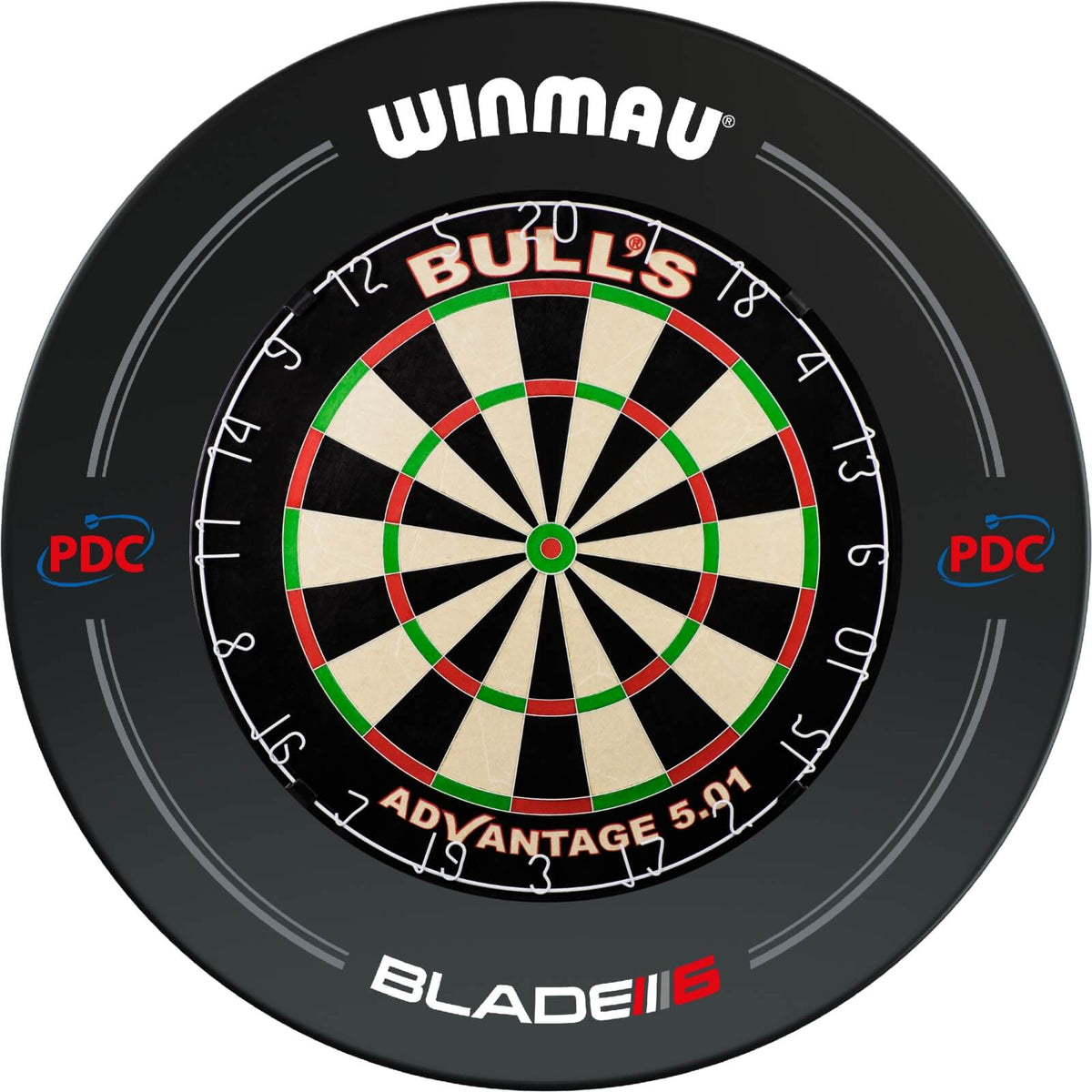 Surrounds &amp; Dartboards - Winmau - Black PDC Blade 6 Dartboard Surround &amp; Dartboard Bundle - Choose Your Board Bulls NL - Advantage 501