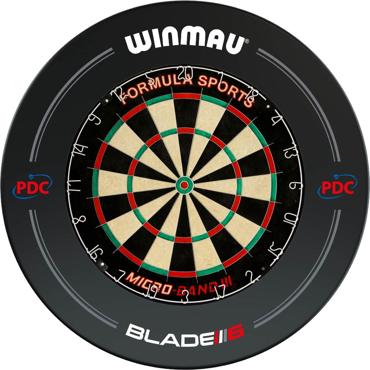 Surrounds &amp; Dartboards - Winmau - Black PDC Blade 6 Dartboard Surround &amp; Dartboard Bundle - Choose Your Board Formula Sports - Micro Band 3
