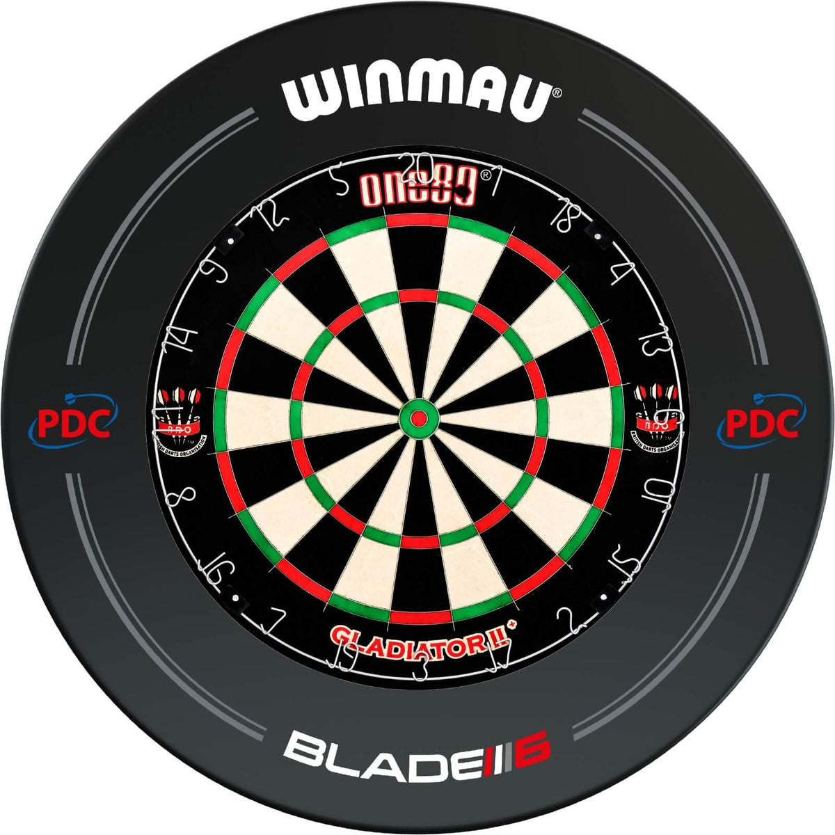 Surrounds &amp; Dartboards - Winmau - Black PDC Blade 6 Dartboard Surround &amp; Dartboard Bundle - Choose Your Board One80 - Gladiator 2+