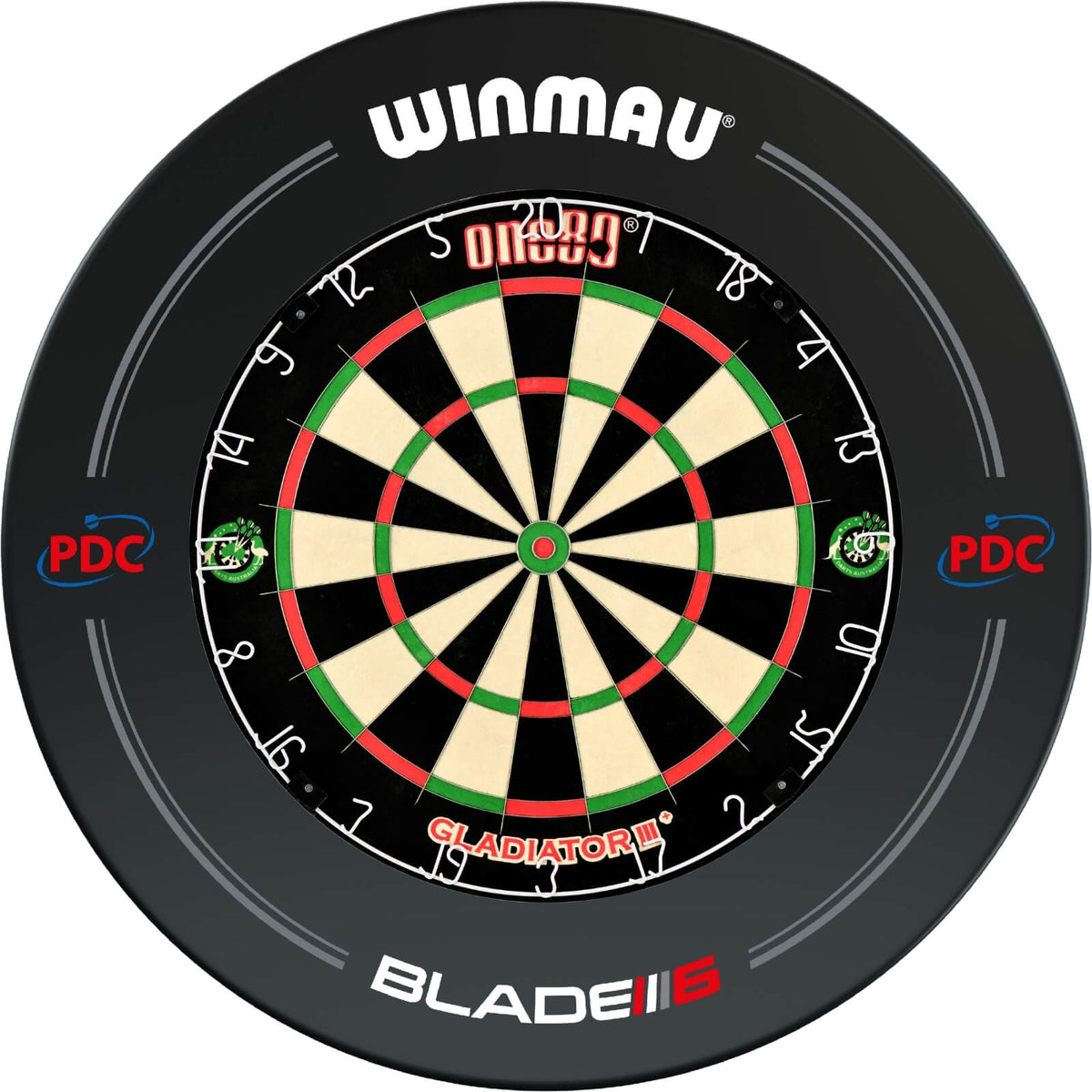 Surrounds &amp; Dartboards - Winmau - Black PDC Blade 6 Dartboard Surround &amp; Dartboard Bundle - Choose Your Board One80 - Gladiator 3+