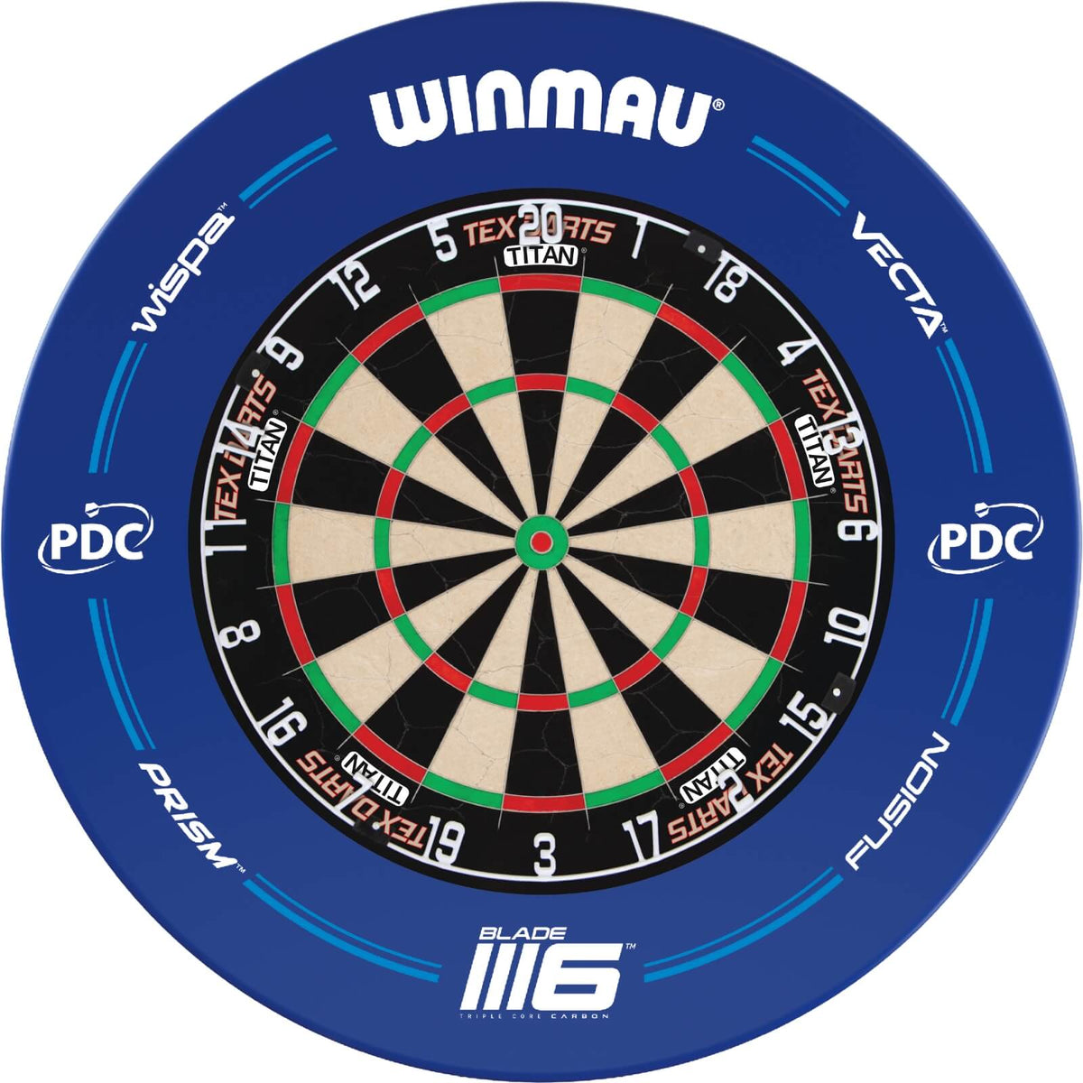 Surrounds &amp; Dartboards - Winmau - Blue PDC Blade 6 Dartboard Surround &amp; Dartboard Bundle - Choose Your Board Tex Darts - Titan