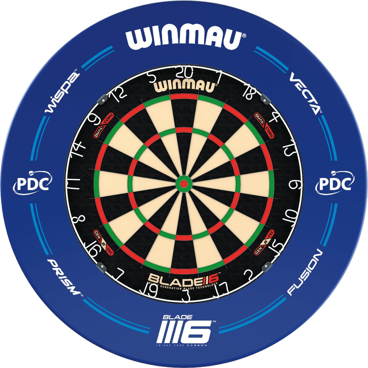 Surrounds &amp; Dartboards - Winmau - Blue PDC Blade 6 Dartboard Surround &amp; Dartboard Bundle - Choose Your Board Winmau - Blade 6 Dual Core