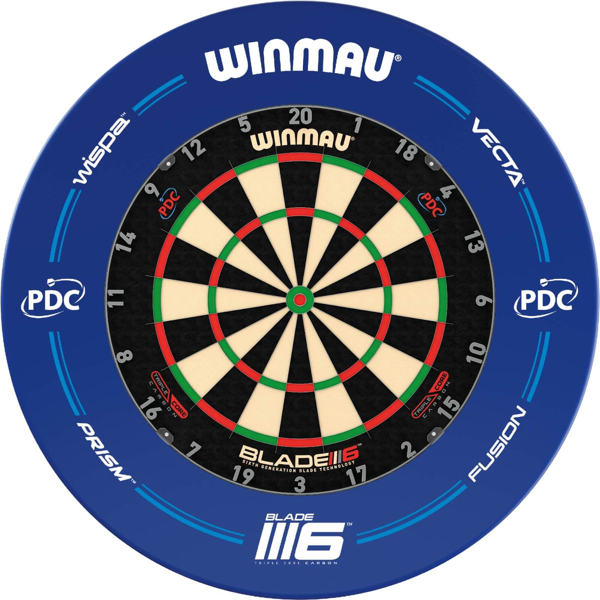 Surrounds &amp; Dartboards - Winmau - Blue PDC Blade 6 Dartboard Surround &amp; Dartboard Bundle - Choose Your Board Winmau - Blade 6 Triple Core