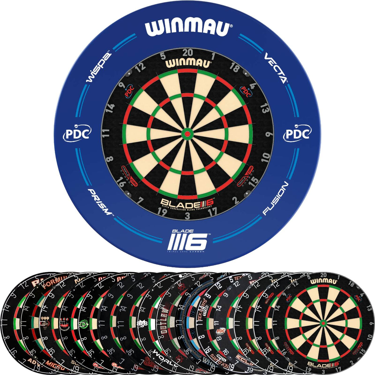 Surrounds &amp; Dartboards - Winmau - Blue PDC Blade 6 Dartboard Surround &amp; Dartboard Bundle - Choose Your Board 