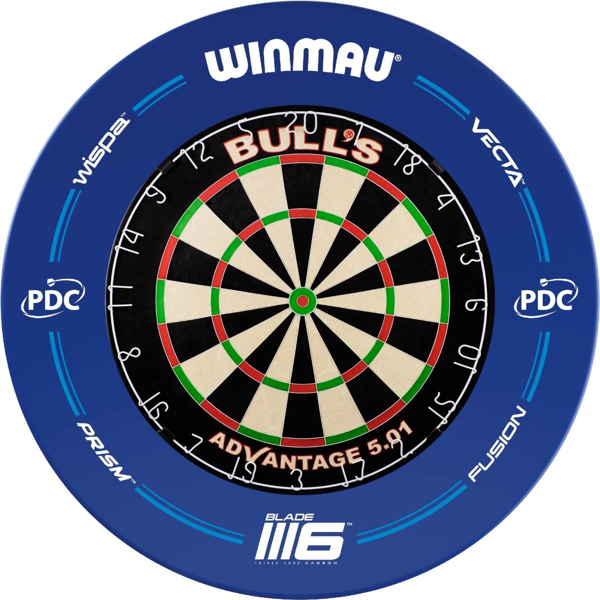 Surrounds &amp; Dartboards - Winmau - Blue PDC Blade 6 Dartboard Surround &amp; Dartboard Bundle - Choose Your Board Bulls NL - Advantage 501