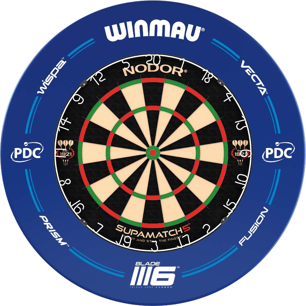 Surrounds &amp; Dartboards - Winmau - Blue PDC Blade 6 Dartboard Surround &amp; Dartboard Bundle - Choose Your Board Nodor - Supamatch 5