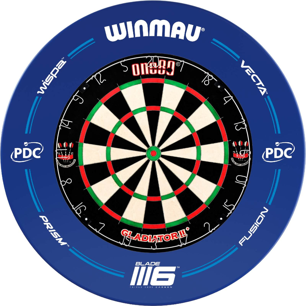 Surrounds &amp; Dartboards - Winmau - Blue PDC Blade 6 Dartboard Surround &amp; Dartboard Bundle - Choose Your Board One80 - Gladiator 2+