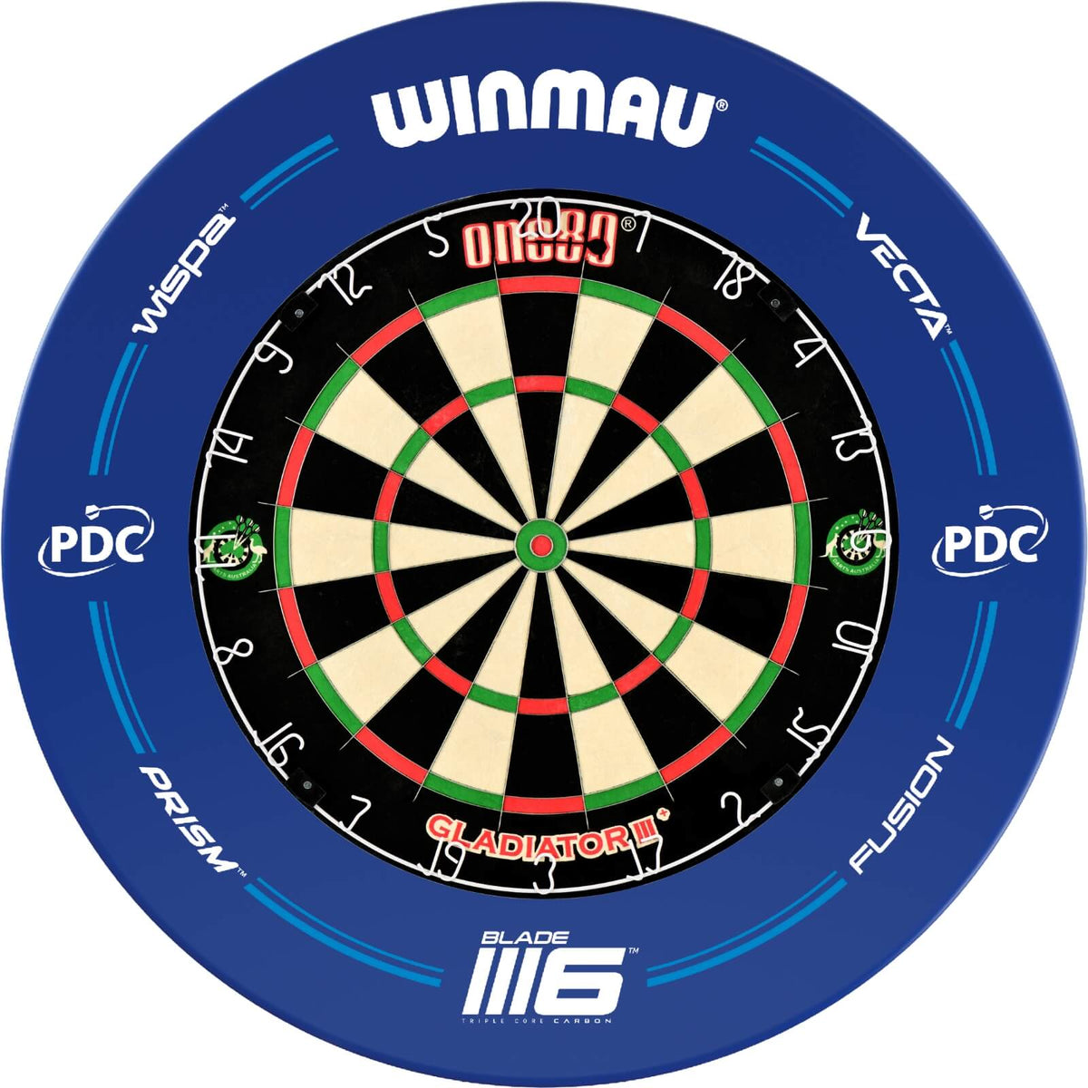 Surrounds &amp; Dartboards - Winmau - Blue PDC Blade 6 Dartboard Surround &amp; Dartboard Bundle - Choose Your Board One80 - Gladiator 3+