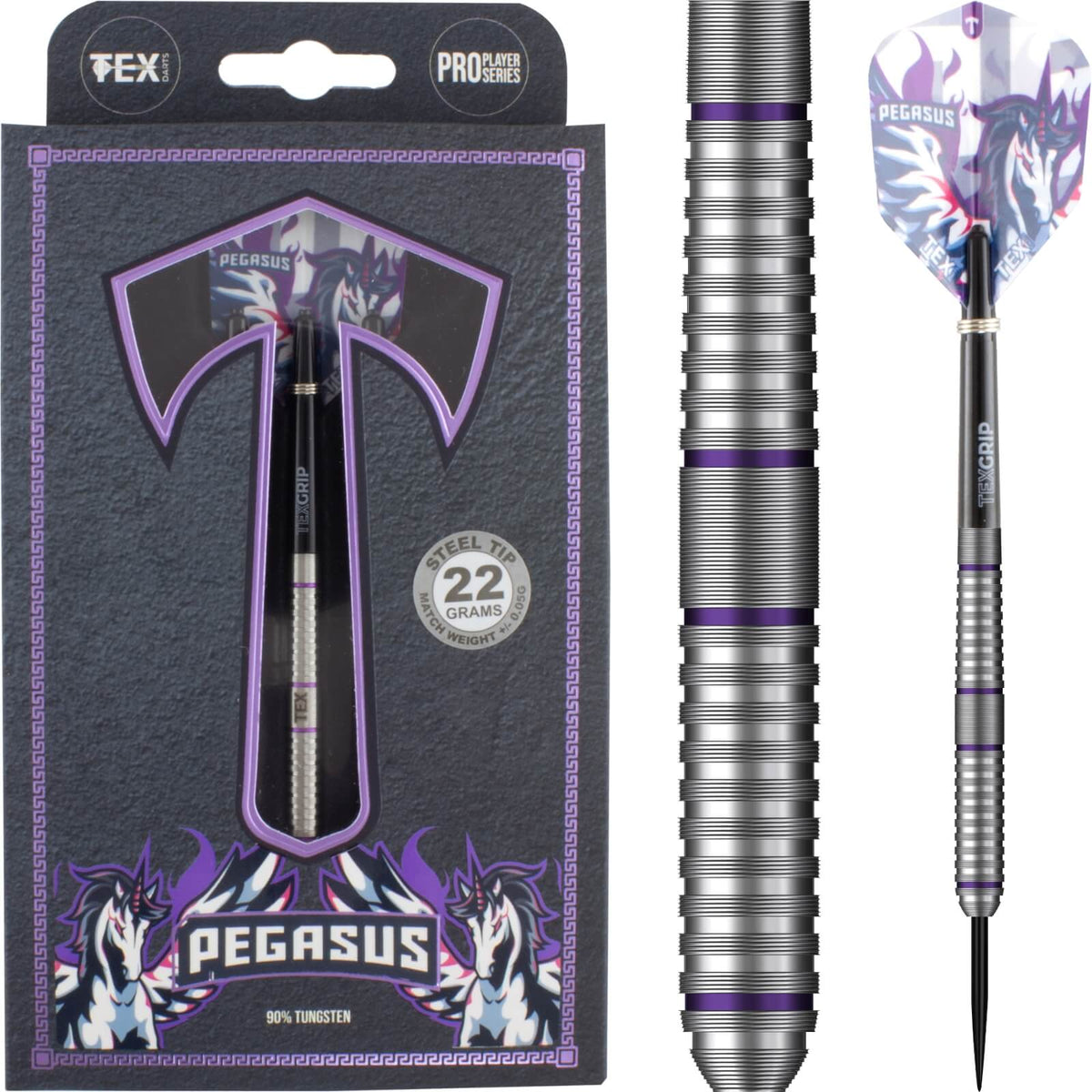 Darts - Tex - Pegasus Darts - Steel Tip - 90% Tungsten - 22g 24g 