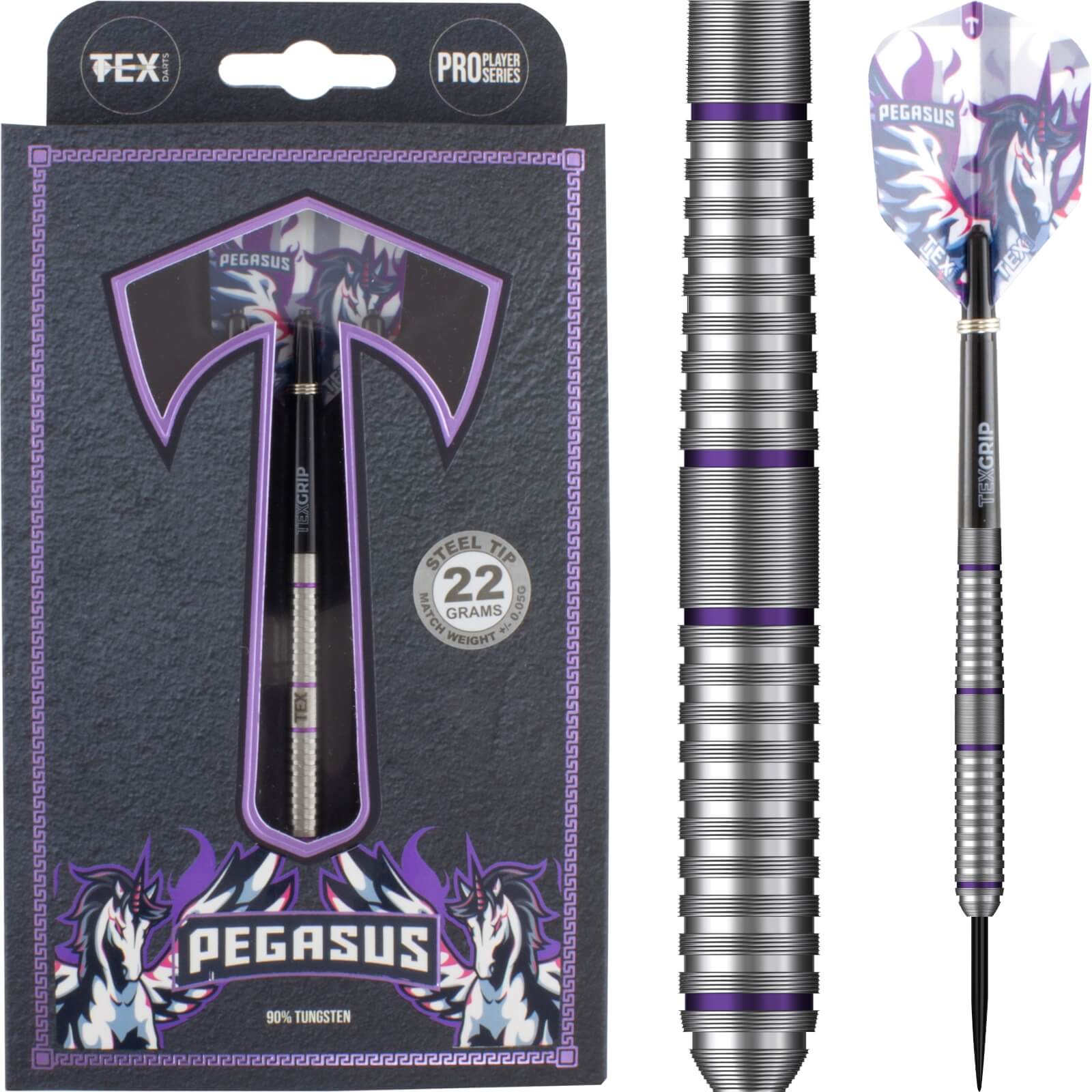 Darts - Tex - Pegasus Darts - Steel Tip - 90% Tungsten - 22g 24g 