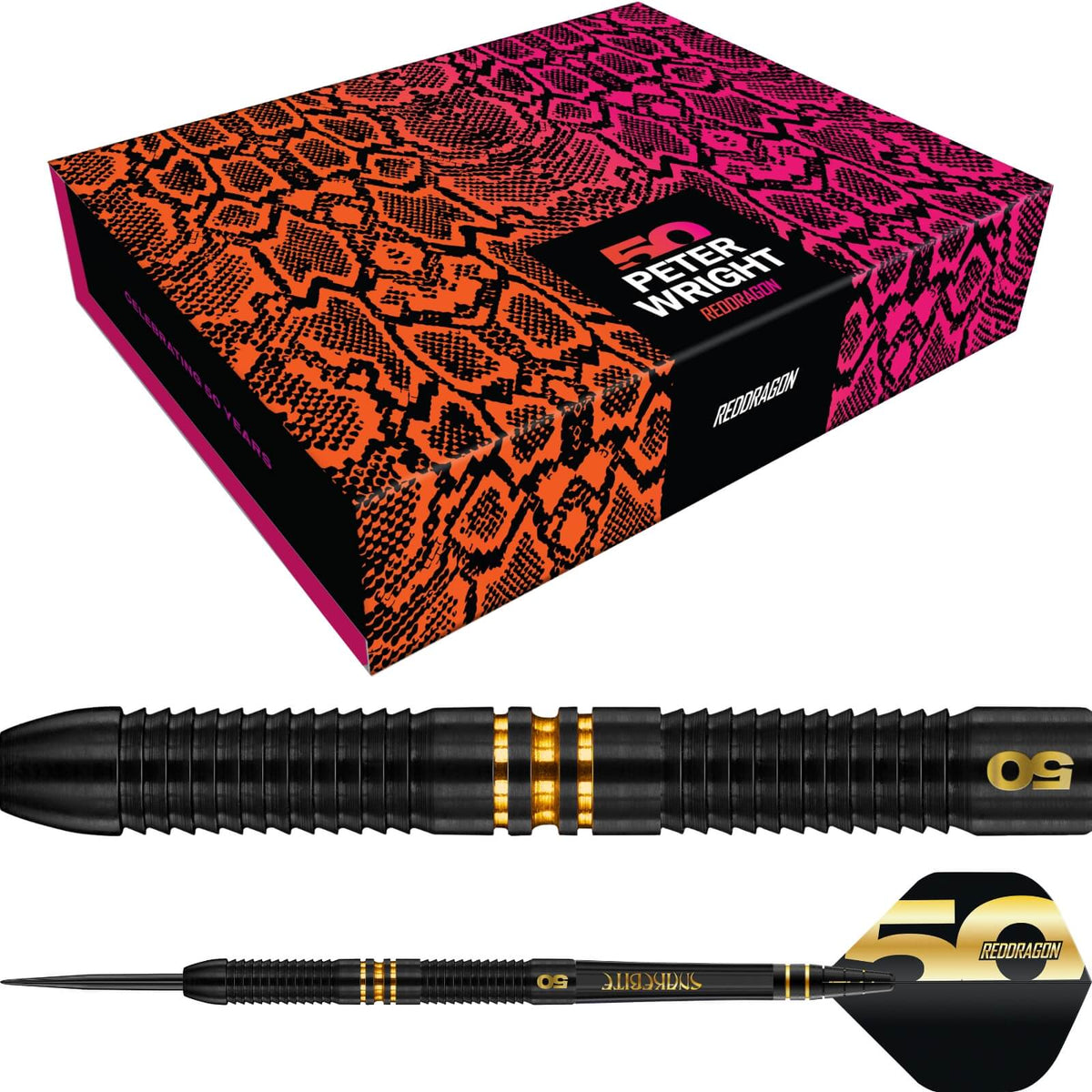 Red Dragon - Peter Wright 50 Years Limited Edition Darts - Steel Tip - 90% Tungsten - 21g