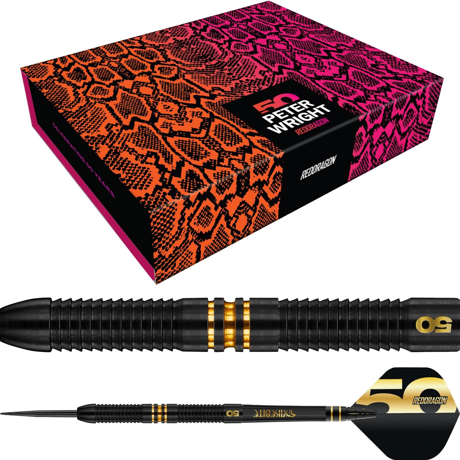 Red Dragon - Peter Wright 50 Years Limited Edition Darts - Steel Tip - 90% Tungsten - 21g