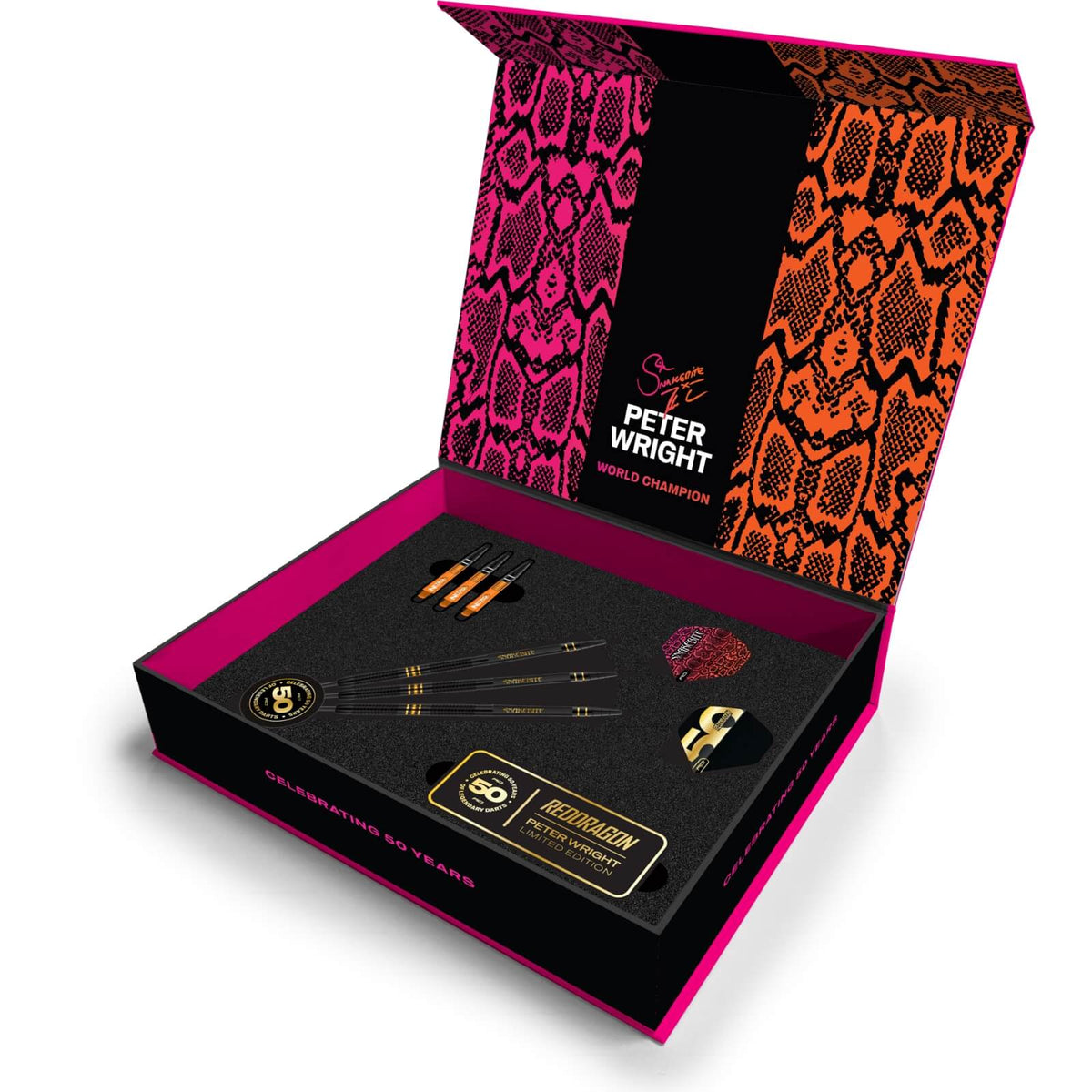 Red Dragon - Peter Wright 50 Years Limited Edition Darts - Steel Tip - 90% Tungsten - 21g